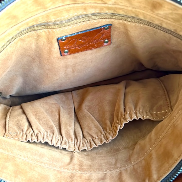 Patricia Nash Zorita Satchel Floral Tooling Triple Compartment Leather Bag - Picture 4 of 6